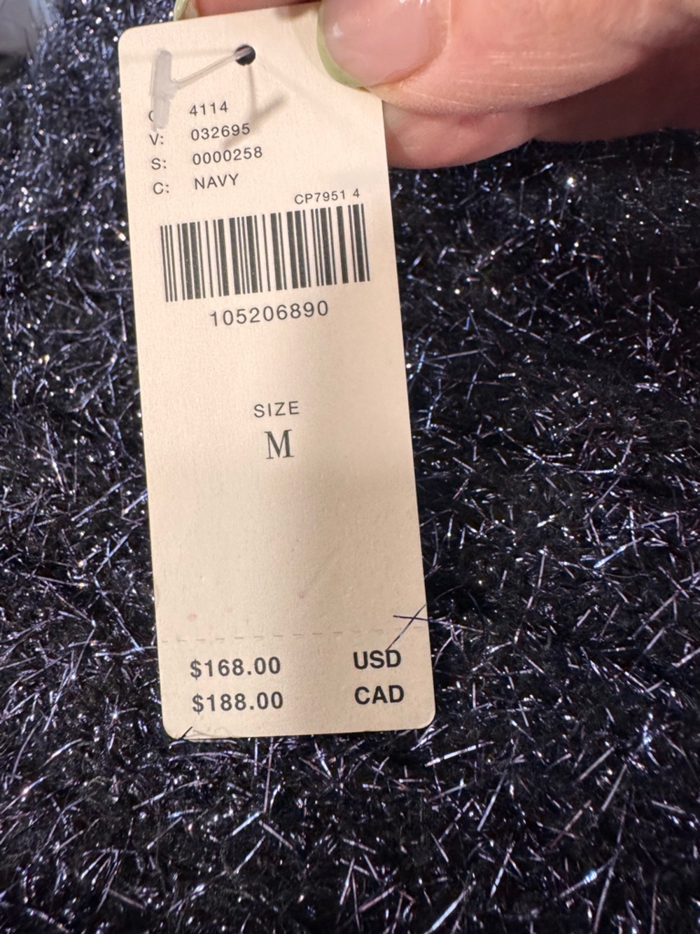 Anthropologie Boat Neck Tinsel Cardigan Sweater - Navy - sz Medium - NWT - Picture 13 of 16